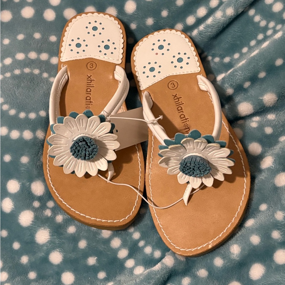 Xhilaration Blue and White Sandals Slip-On Comfort